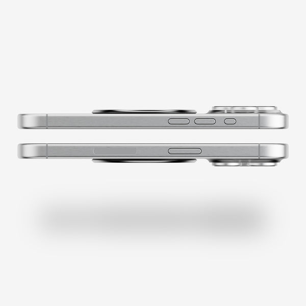 Two smartphone cases shown from the side, highlighting their slim profiles and button placements.