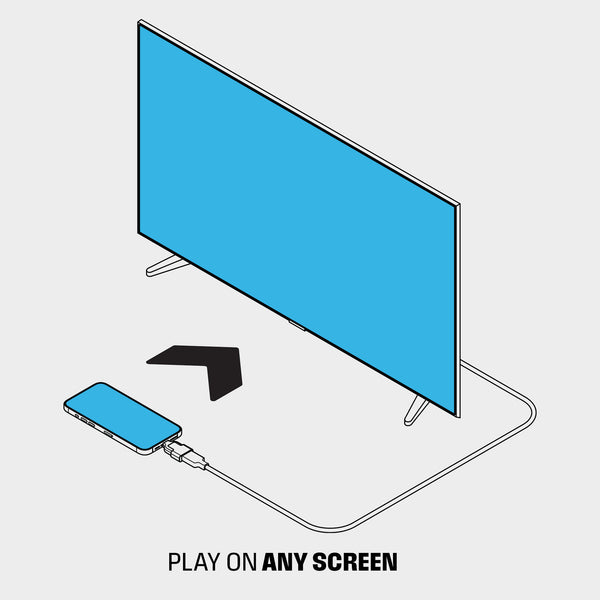 Illustration showing a smartphone connected to a TV, indicating screen mirroring capabilities.