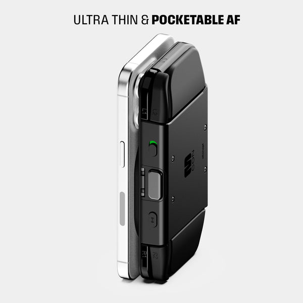 Two devices stacked side by side, one black and one silver, showcasing their slim profiles.