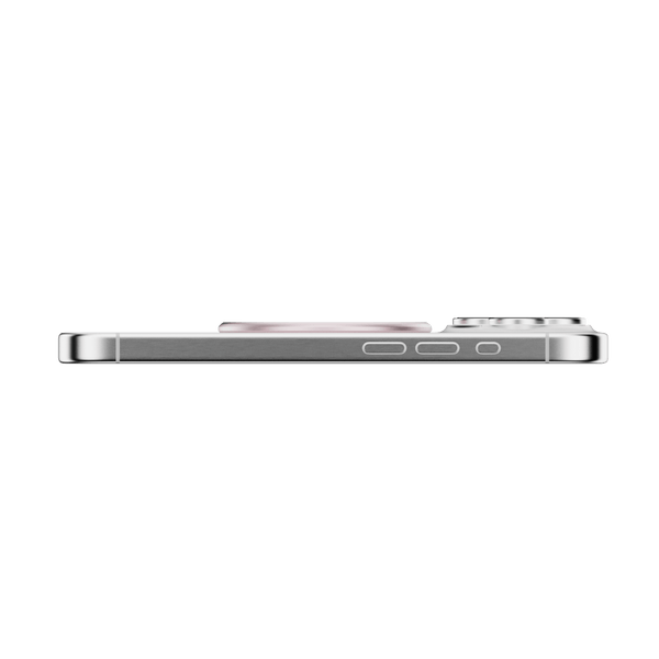 Side view of a smartphone with a circular attachment and buttons on the side.