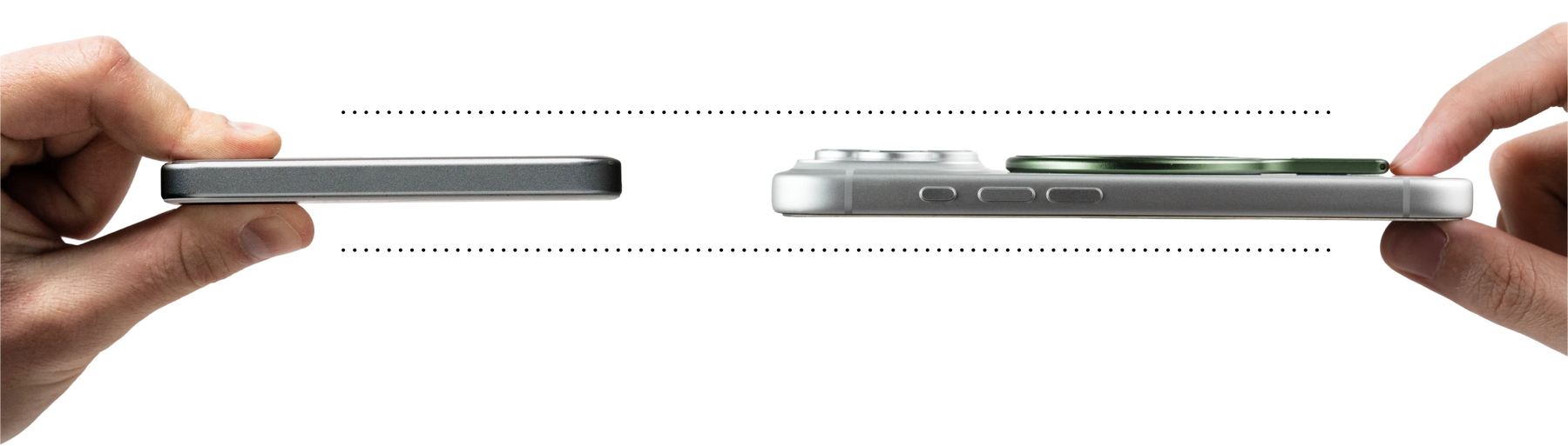 The Snap Grip Stand seen edge-on, showing its thickness