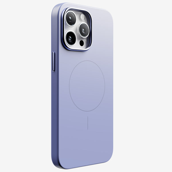 Purple snap case designed for the 15 Series, featuring a circular magnetic alignment area on the back.