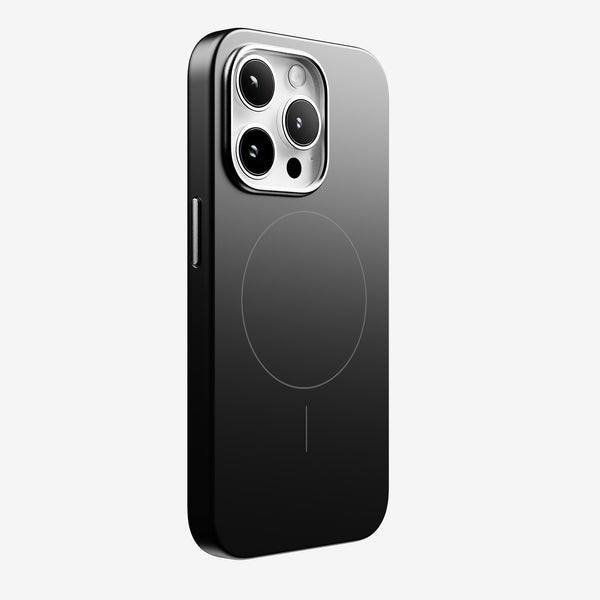 Black snap case designed for the 15 Series, featuring a circular magnetic charging area on the back.