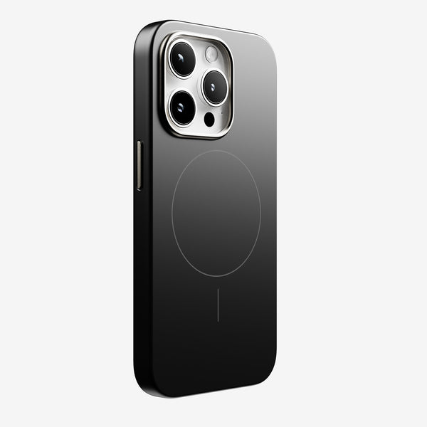 Black snap case designed for the 15 Series smartphone, featuring a circular magnetic charging area.