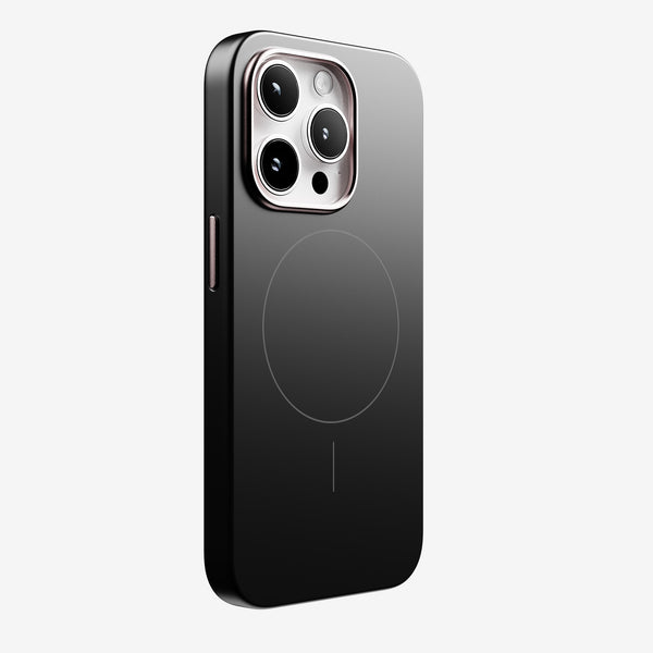 Black snap case designed for the 15 Series, featuring a MagSafe compatible circle on the back.