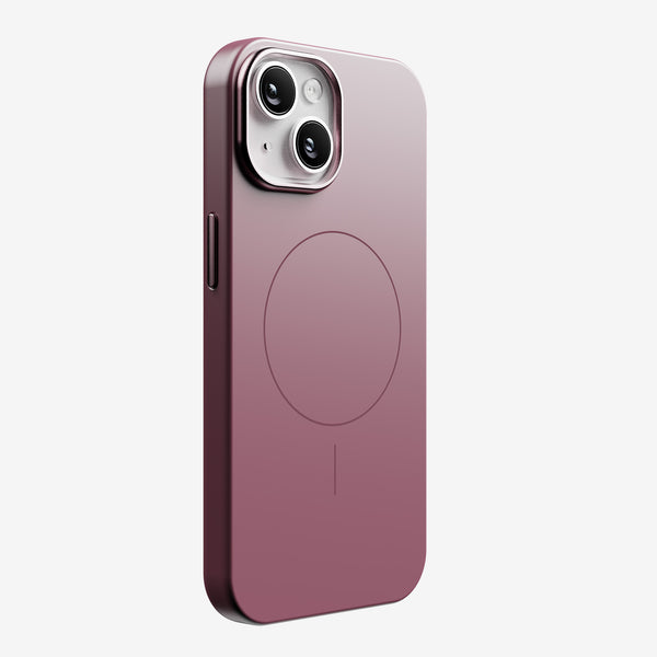 Purple snap case designed for the 15 Series, featuring a circular MagSafe alignment.