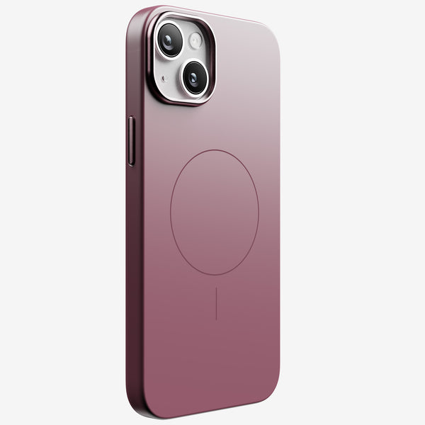 Purple snap case designed for the 15 Series, featuring a circular MagSafe alignment.
