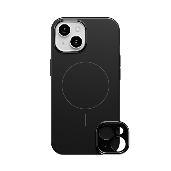 Black snap case designed for the 15 Series phone with a circular MagSafe alignment feature.
