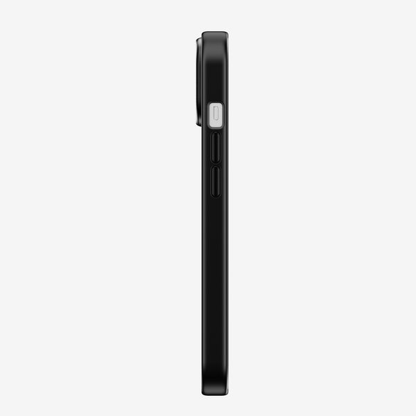 Black snap case viewed from the side, showing buttons and a slim profile.