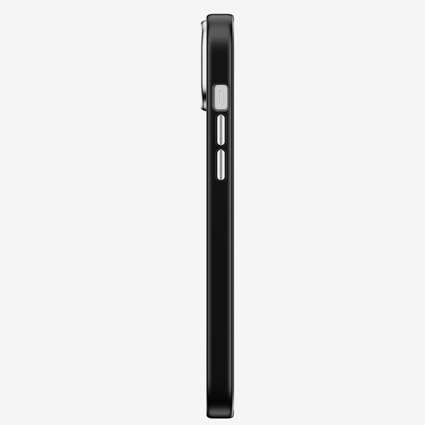 Black snap case viewed from the side, showing buttons and slim profile.