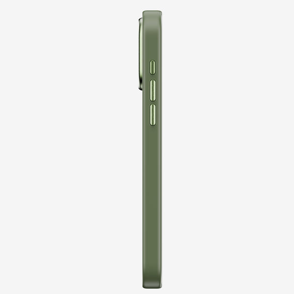 Side view of a green Snap Case designed for the 15 Series smartphone, showing buttons and slim profile.