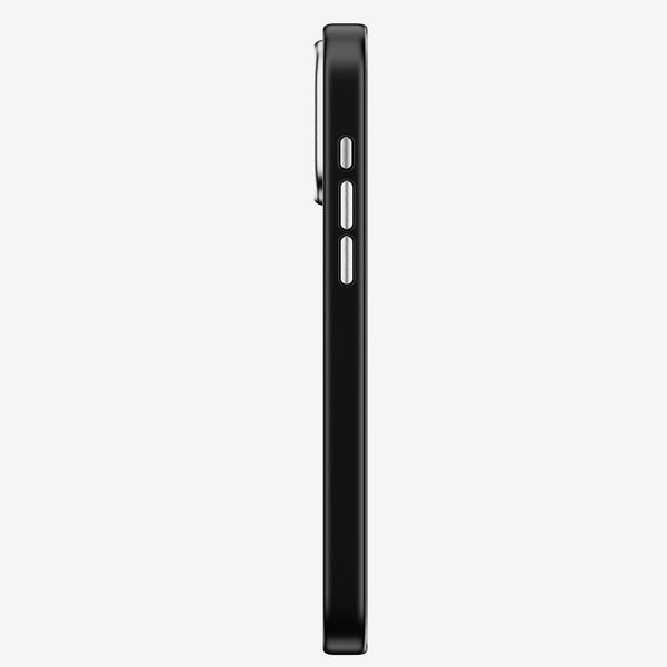 Black snap case viewed from the side, showing buttons and a slim profile.