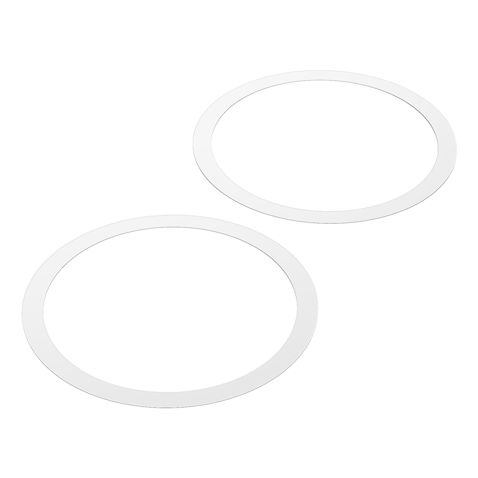 Two circular adhesive rings in white for replacement use.