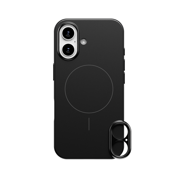 Black snap case designed for the 16 Series, featuring a circular MagSafe alignment and camera cutout.