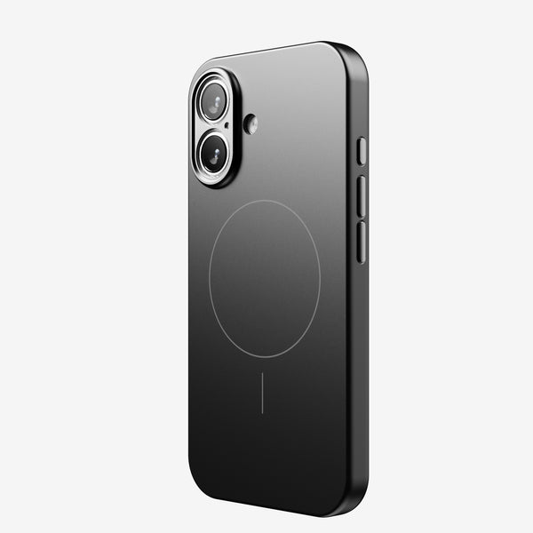 Black phone case with a circular design and cutouts for camera and buttons.