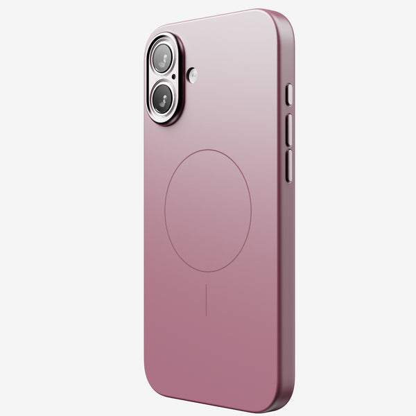Purple snap case for a smartphone, featuring a magnetic charging circle and dual camera cutouts.