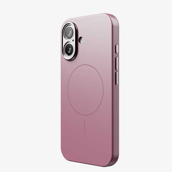 Purple snap case for a smartphone, featuring a circular magnetic area and camera cutouts on the back.