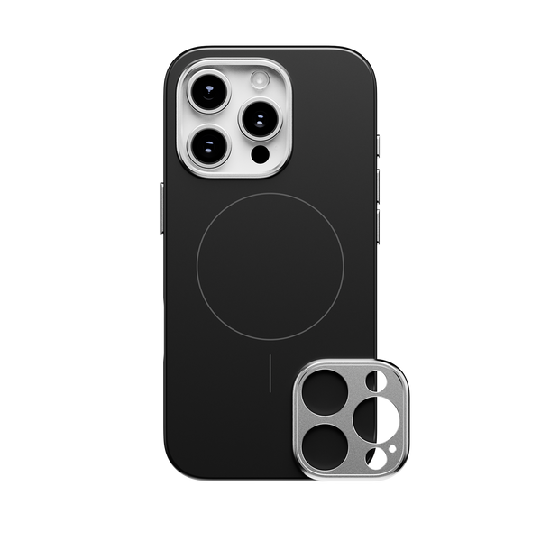 Black snap case for 16 Series phone with a detachable camera lens cover.