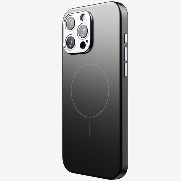 Black phone case with a circular design on the back and cutouts for camera and buttons.