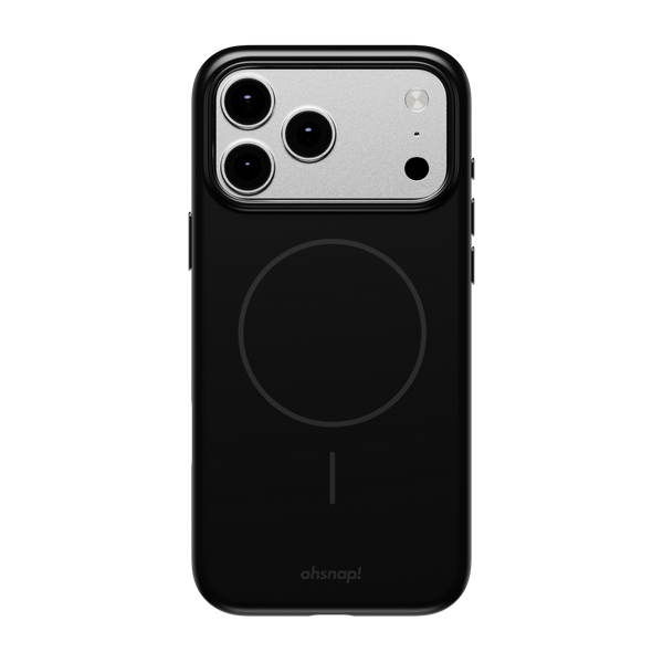 Black phone case with a circular design on the back and cutouts for camera lenses.