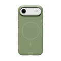 Green phone case with a circular design and cutouts for camera and buttons.