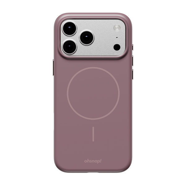 Purple phone case with a circular design and cutouts for camera lenses and buttons.