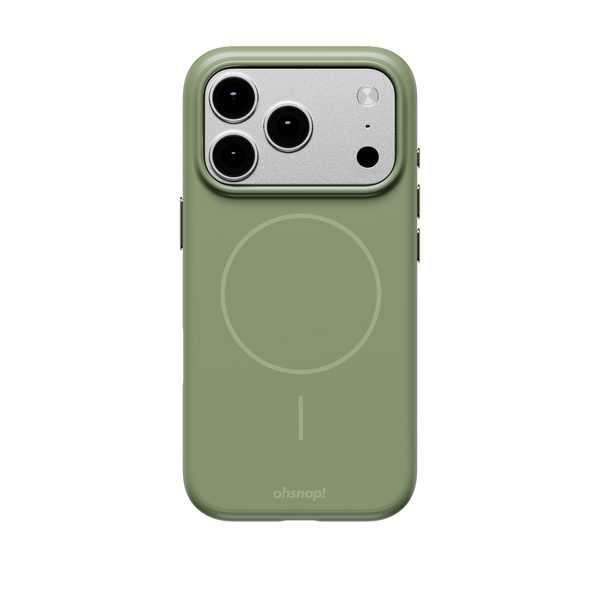 Green snap case designed for the 17 Series smartphone, featuring a circular magnetic charging area.