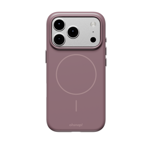 Purple snap case designed for a smartphone with a circular MagSafe alignment feature.