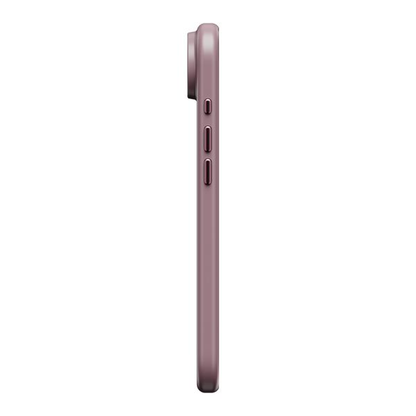 Side view of a slim phone case in a muted purple color with buttons visible on the side.