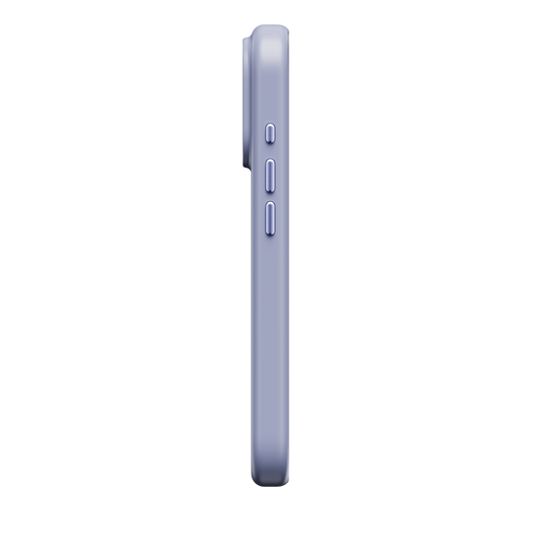 Slim purple phone case showing side buttons and a smooth finish.