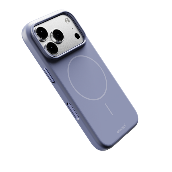 Purple phone case with a circular design for magnetic charging, designed for the 17 Series smartphone.