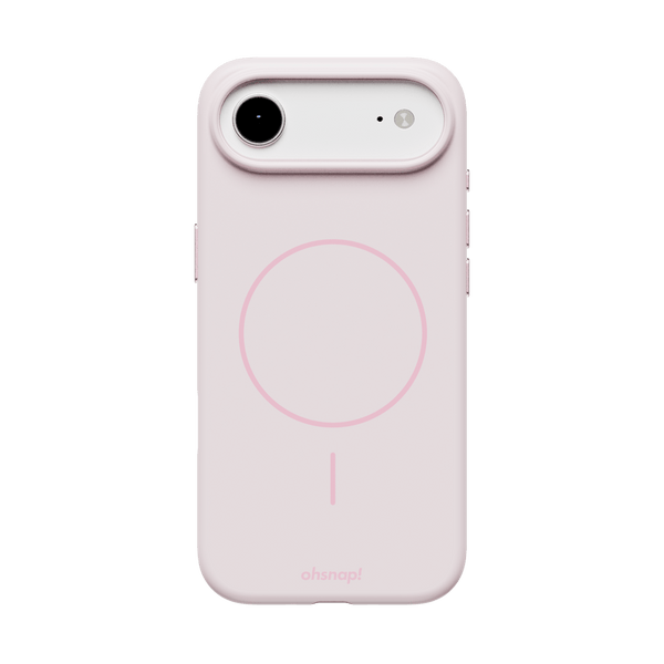 Light pink phone case with a circular design and cutouts for camera and buttons.