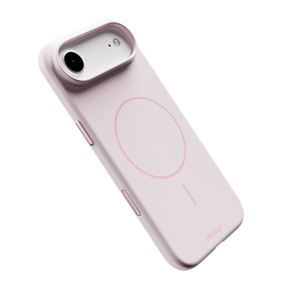 Light pink phone case with a circular design and cutouts for camera and buttons.
