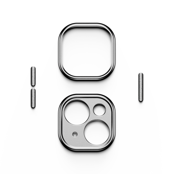 Trim kit components including a square frame and a circular frame with cutouts, displayed on a white background.