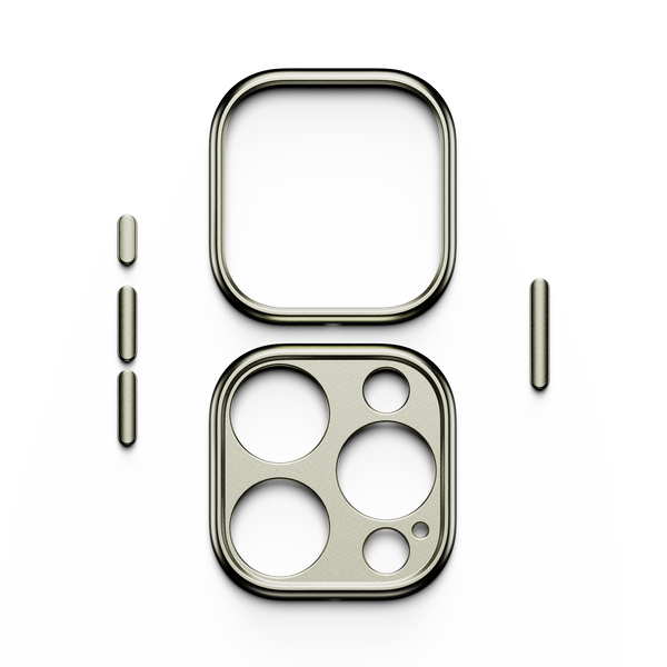 Trim kit components including a snap case and various trim pieces in a neutral color.