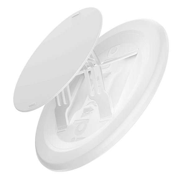 White circular grip accessory with a removable top and internal support structure.