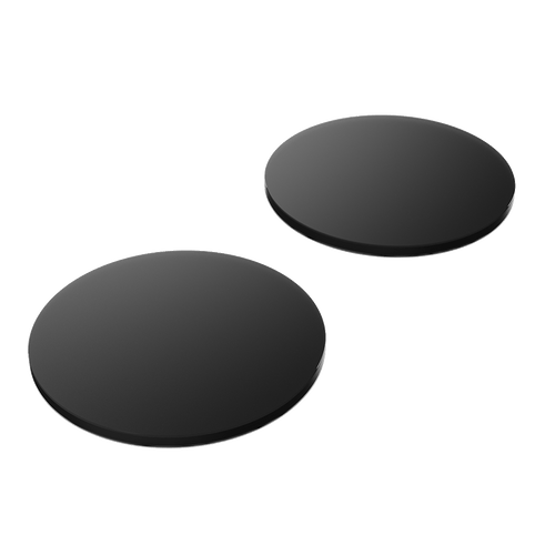Two round black adhesive pads for car replacement applications.